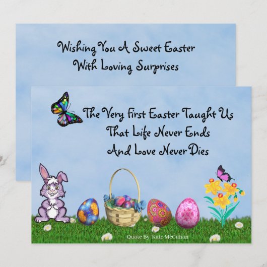 Leuke en liefdevolle Paasvlakke Kaart (Voorkant / Achterkant)