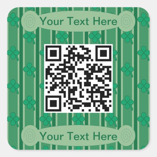 Leuke en mooie 4-bladige klaver QR-code Vierkante Sticker (Voorkant)