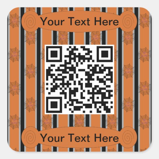 Leuke en mooie Halloween-spinnenweb QR-code Vierkante Sticker (Voorkant)