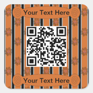 Leuke en mooie Halloween-spinnenweb QR-code Vierkante Sticker