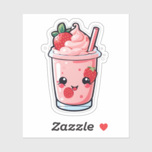 Leuke en mooie kawaii aardbeienmelk sticker