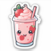 Leuke en mooie kawaii aardbeienmelk sticker (Voorkant)