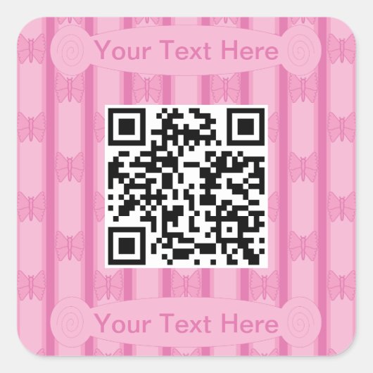 Leuke en mooie vlinder QR-code Vierkante Sticker (Voorkant)