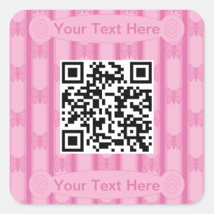 Leuke en mooie vlinder QR-code Vierkante Sticker