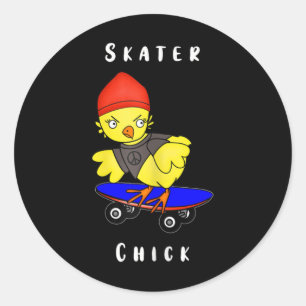 Leuke en pittige Skater Chick Skateboard cadeau Ronde Sticker
