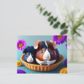 Leuke en schattige cavia's briefkaart (Staand voorkant)