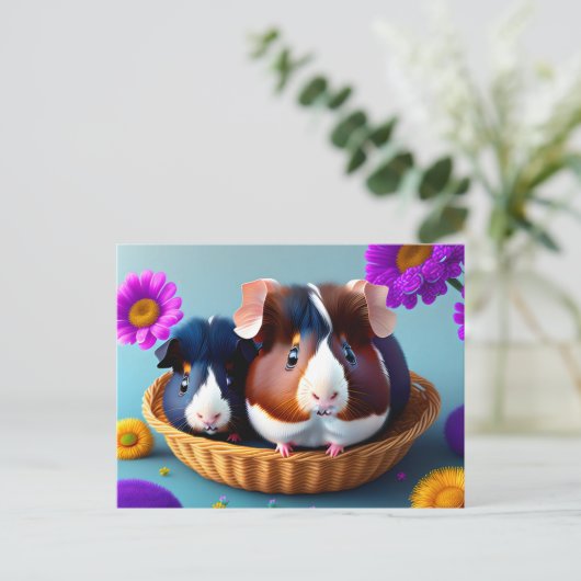 Leuke en schattige cavia's briefkaart (Staand voorkant)