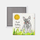 Leuke en Schattige Franse Bulldog Magnet 2" (Voorkant / Achterkant)