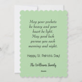 Leuke en schattige kabouter, gouden munten, shamro feestdagenkaart (Achterkant)