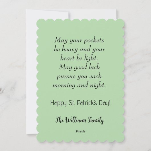 Leuke en schattige kabouter, gouden munten, shamro feestdagenkaart (Achterkant)