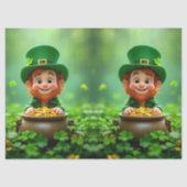 Leuke en schattige kabouter, gouden munten, shamro tissuepapier (Voorkant)