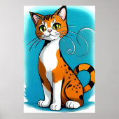 Leuke en schattige zwarte witte oranje kat | AI Ar Poster (Voorkant)
