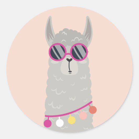 Leuke en Schattigee Alpaca Ronde Sticker (Voorkant)