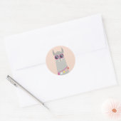 Leuke en Schattigee Alpaca Ronde Sticker (Envelop)