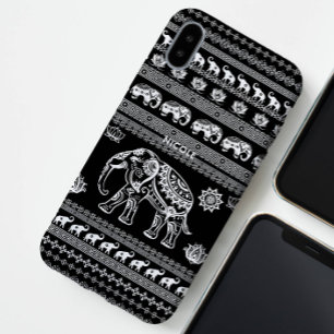 Leuke en Schattigee Black White Elephant Thai Patt iPhone 16 Pro Hoesje