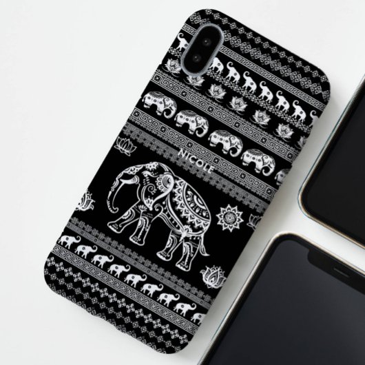 Leuke en Schattigee Black White Elephant Thai Patt Case-Mate iPhone Case
