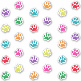 Leuke en Schattigee Kleurrijke Paw Prints Sticker 