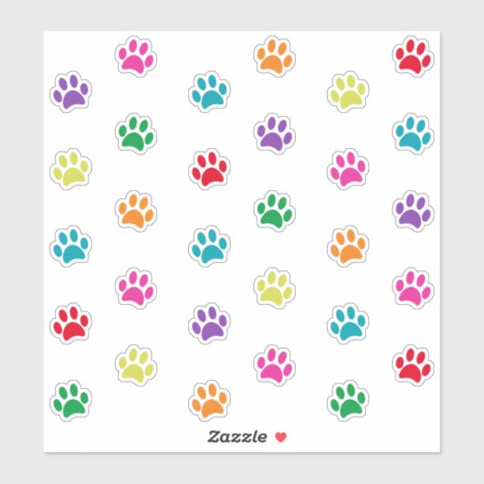 Leuke en Schattigee Kleurrijke Paw Prints Sticker (Vel)