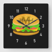 Leuke en smakelijke burger Monogram en nummers Vierkante Klok (Voorkant)