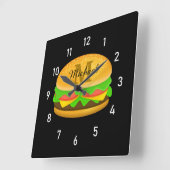 Leuke en smakelijke burger Monogram en nummers Vierkante Klok (Hoek)