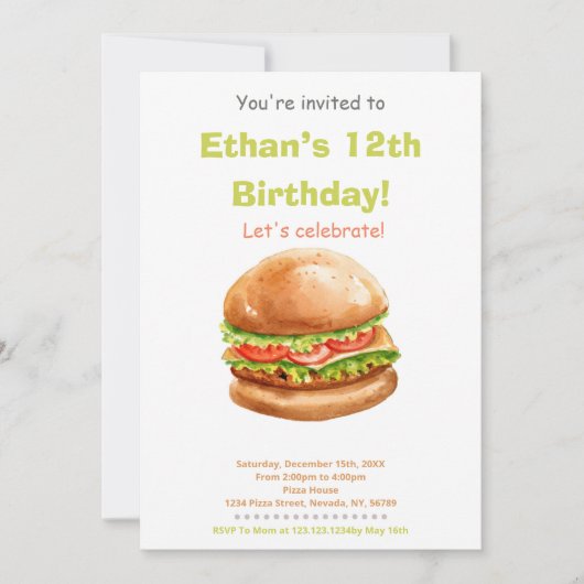 Leuke en smakelijke feestuitnodiging kaart (Voorkant)