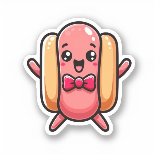 Leuke en speelse hotdog sticker (Voorkant)