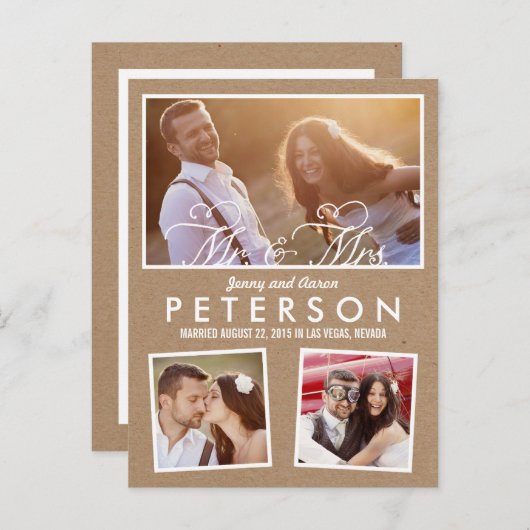 Leuke en speelse huwelijksaankondiging - Craft Aankondigingskaart (Voorkant / Achterkant)