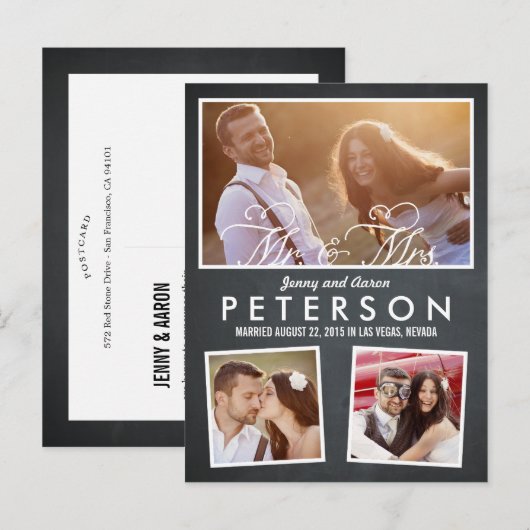 Leuke en speelse huwelijksaankondiging - schoolbor aankondigingskaart (Voorkant / Achterkant)