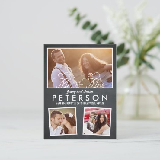 Leuke en speelse huwelijksaankondiging - schoolbor aankondigingskaart (Staand voorkant)