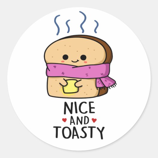 Leuke en toasty grappige toast boter woordspeling ronde sticker (Voorkant)