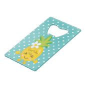 Leuke en trendy ananas polka dots creditkaart flessenopener (Voorkant Gekanteld)