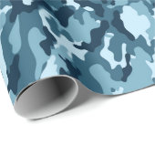 Leuke en uniek gevormde blauwe camouflage cadeaupapier (Rol Hoek)
