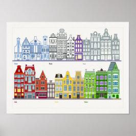 Leuke en unieke kleur Amsterdam Row House 2 Poster