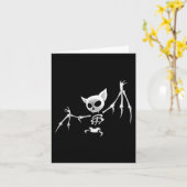 Leuke Enge Donker Vliegend Skelet Bat Halloween Do Kaart (Gele Bloem)