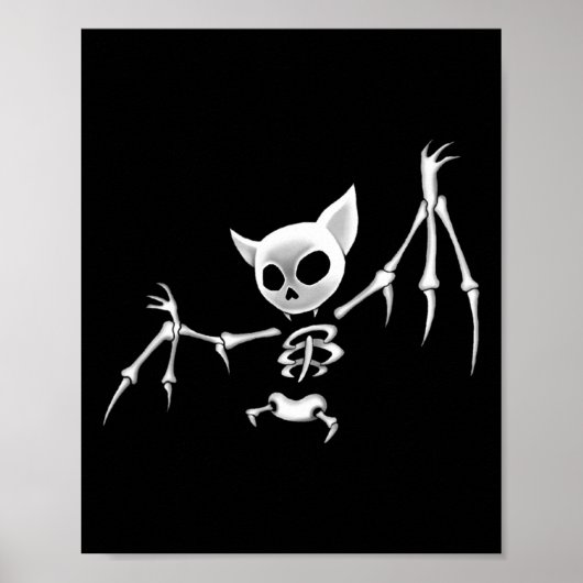 Leuke Enge Donker Vliegend Skelet Bat Halloween Do Poster (Voorkant)