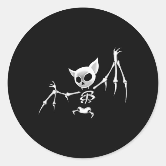 Leuke Enge Donker Vliegend Skelet Bat Halloween Do Ronde Sticker (Voorkant)