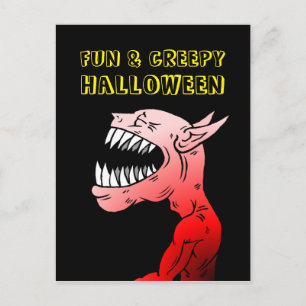 Leuke & enge Halloween ansichtkaart Feestdagenkaart
