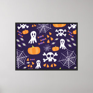 Leuke enge Halloween-personages Canvas Afdruk