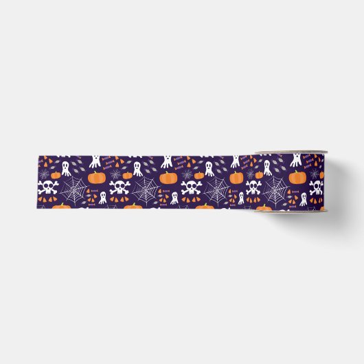 Leuke enge Halloween-personages Grosgrain Lint (Voorkant)