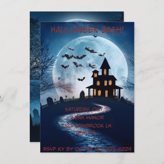 Leuke, enge Halloween uitnodiging (Voorkant / Achterkant)