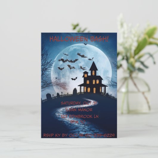 Leuke, enge Halloween uitnodiging (Staand voorkant)