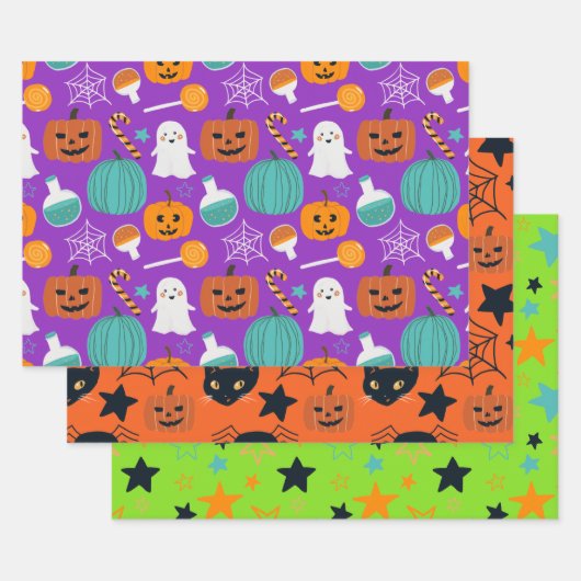 Leuke enge leuke Halloween-patroon voor kinderen Inpakpapier Vel (Set)