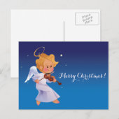 Leuke engel het spelen viool feestdagenkaart (Voorkant / Achterkant)