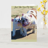 Leuke Engelse Buldoggen enkel Twee van ons! Kaart (Gele Bloem)
