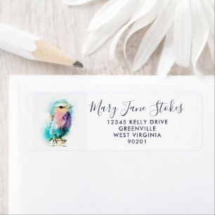 leuke envelop RETOURADRES aquarel vogel Etiket