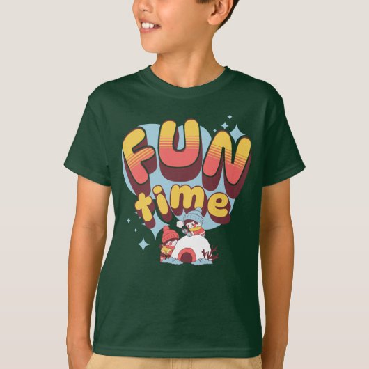 Leuke eskimo tekeningen, "Fun Time" quotes T-shirt (Voorkant)