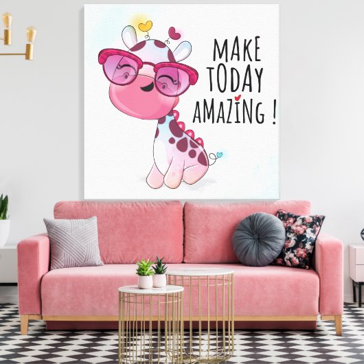 Leuke esthetiek - Baby Giraffe Inspirerend quote Canvas Afdruk (Insitu (Woonkamer))