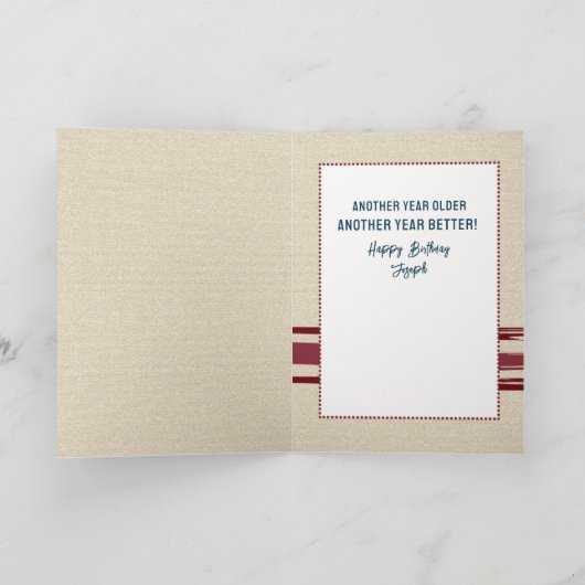 Leuke Etnische Man Cartoon Rode Wijn Classy Verjaa Kaart (Binnen)