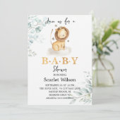 Leuke Eucalipt Lion King Baby shower Invitation Kaart (Staand voorkant)