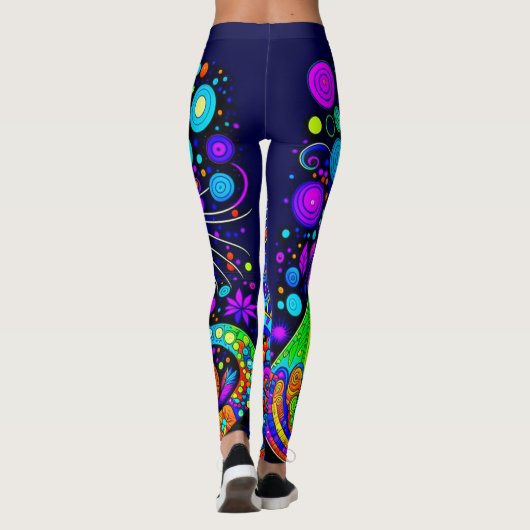 Leuke excentrieke komische kat all-over-print Legg Leggings (Achterkant)